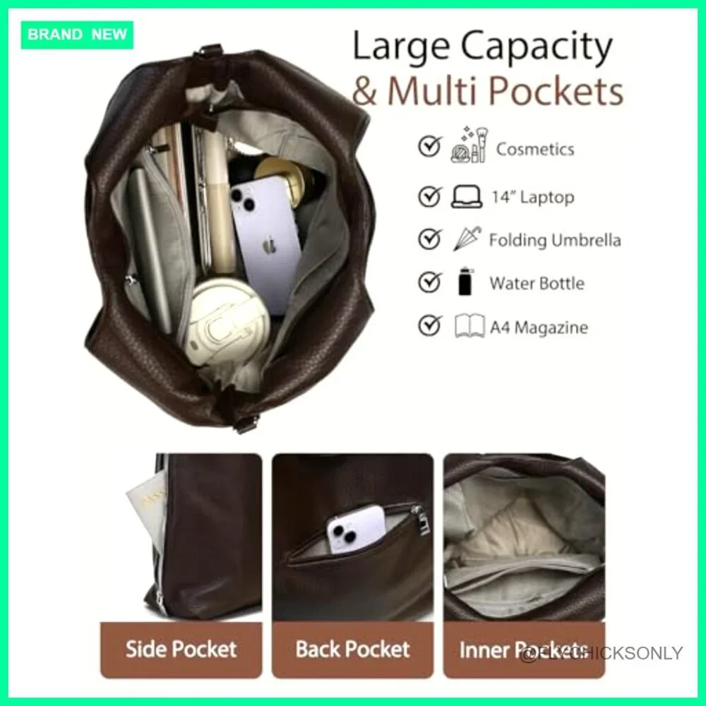 Medium Vegan Leather Hobo Bag with Adjustable Strap, Multiple Pockets